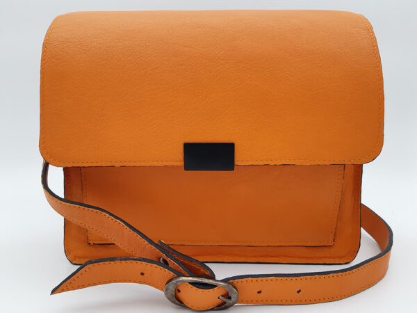 Klein oranje handtasje met zwarte accenten - Afbeelding 6