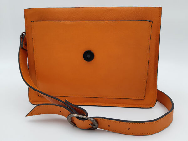Klein oranje handtasje met zwarte accenten - Afbeelding 9