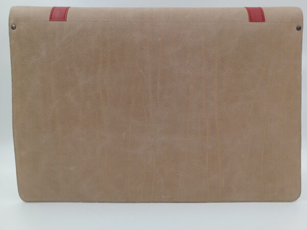 Laptophoes in de kleur taupe met rode accenten - Afbeelding 4